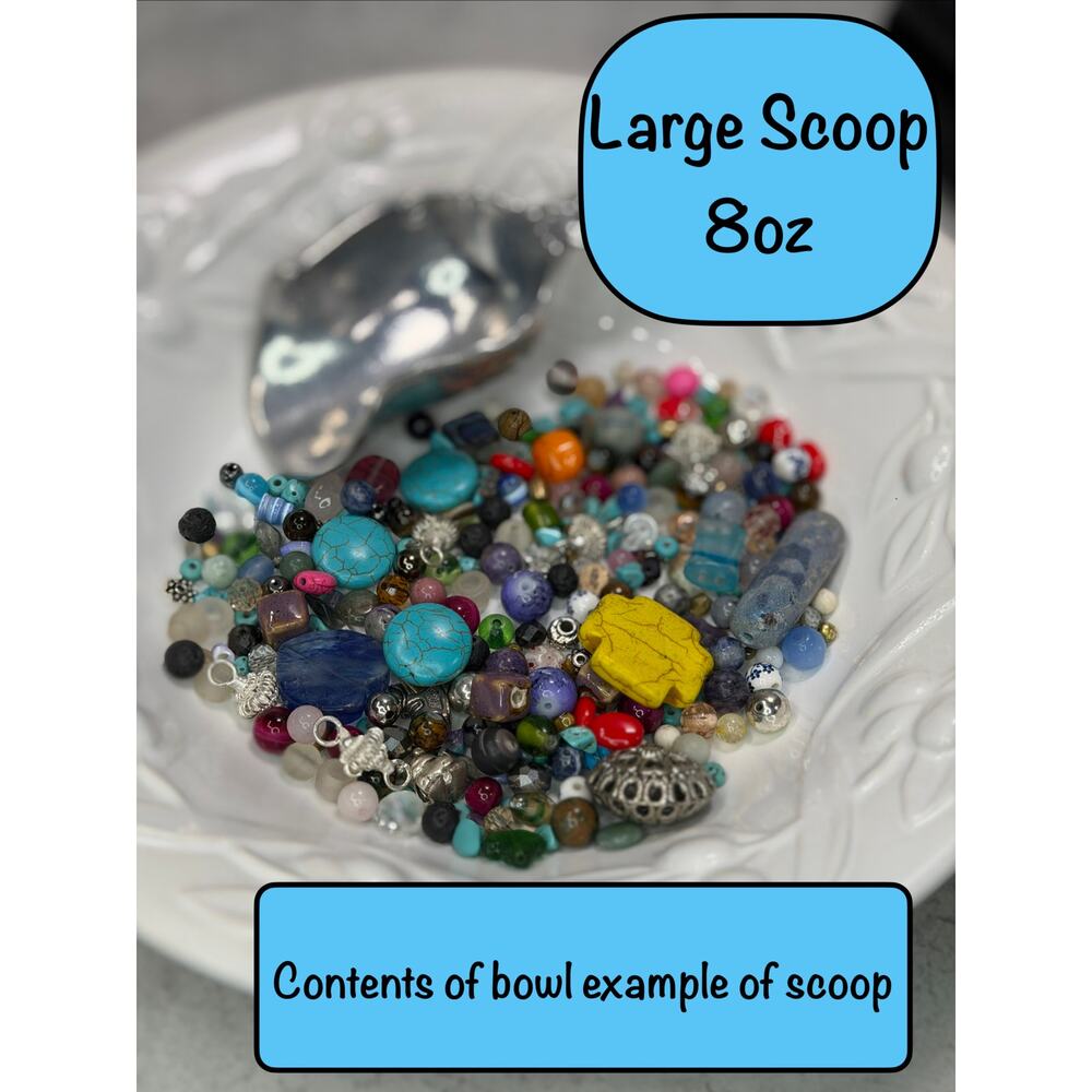 LARGE Mystery Bead Scoop stone glass findings craft jewelry making supplies